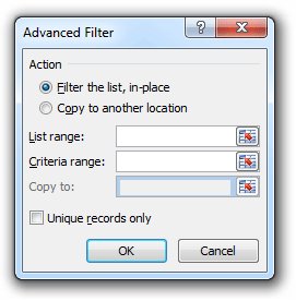 Advanced Filter dialog 
