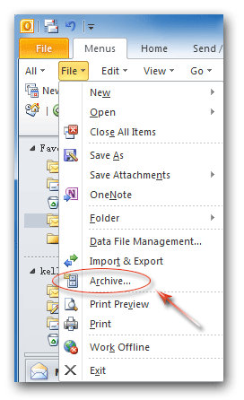 Archive command in File Menu