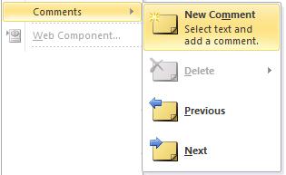 image of Comments in Word 2010