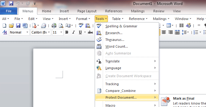 where is the tools menu in word for mac